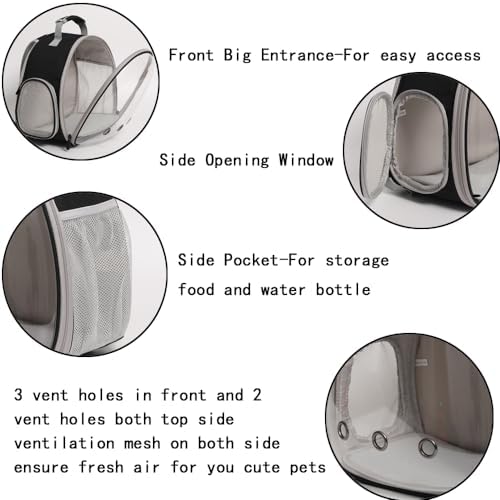 Hamster Backpack Carrier, Bearded Dragon Carrier Backpack with Clear Bubble Window,Small Animal Travel Backpack for Sugar Glider Hedgehog Rat Parrot, Airline Approved (Blue, Backpack) - Image 3
