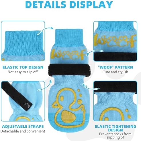 KOOLTAIL Dog Socks Shoes for Hot Pavement to Prevent Licking Paws, Winter Dog Boots&Paw Protector for Hardwood Floors Anti Slip,Traction Control Grip Booties for Small Medium Large Senior Dogs,Blue SM - Image 5