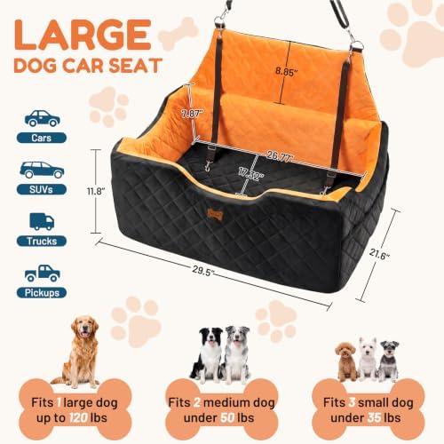 Dog Car Seat for Large Medium Dogs up to 55 lbs, Black - Image 4