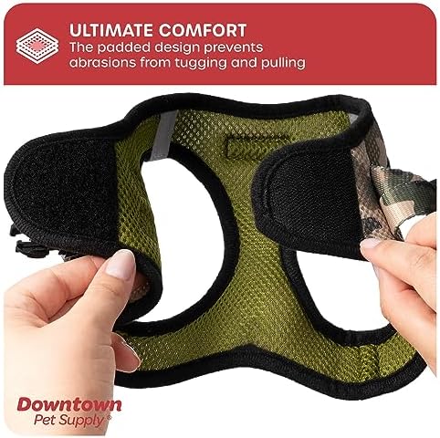 Downtown Pet Supply Step in Dog Harness for Small Dogs No Pull, Large, Camo Green - Adjustable Harness with Padded Mesh Fabric and Reflective Trim - Buckle Strap Harness for Dogs - Image 6