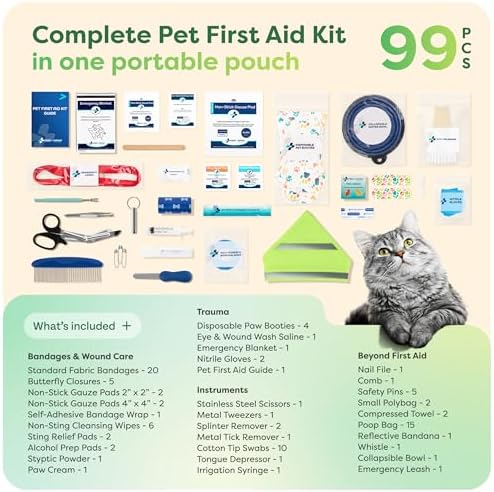 KeepGoing Pet First Aid Kit for Dogs & Cats, 99 Pc. Travel Emergency Kit - Image 4