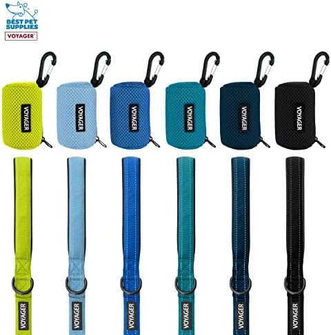 Best Pet Supplies Dog Poop Bag Holder Leash Attachment with Reusable Dispenser for Travel, Walking, Park, and Outdoor Use, Durable with Clip-On - Prussian Blue, Pack of 2, Mesh Dispenser w/30 Bags - Image 5