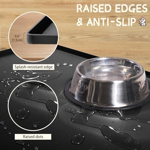 MateeyLife Silicone Cat & Dog Food Mat for Floors Waterproof, Anti-Slip Dog Bowl Mats for Food and Water, Pet Feeding Mats with Lip to Prevent Spills, Pet Placemat for Messy Drinkers to Protect Floors - Image 3