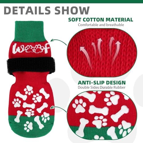 KOOLTAIL Anti Slip Dog Socks for Hot/Cold Pavement to Prevent Licking Paws, Dog Boots&Paw Protector with Grippers for Hardwood Floors, Traction Control No Twist Booties for Small Medium Large Dogs - Image 3