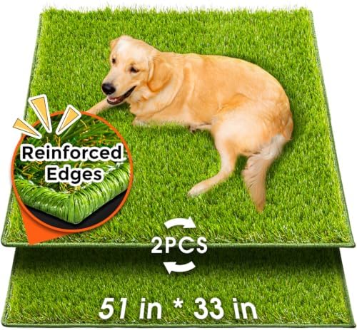 Hompet Artificial Grass for Dogs, 51"x33", Professional Dog Grass Mat, Easy to Clean with Drainage Holes, Potty Training Pad and Replacement Fake Grass Turf, Outdoor Rug Patio Lawn Decoration by Hompet