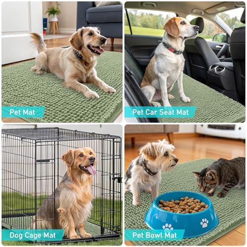 OLANLY Dog Door Mat for Muddy Paws 50x30, Super Absorbent Chenille Mud Mat - Image 7