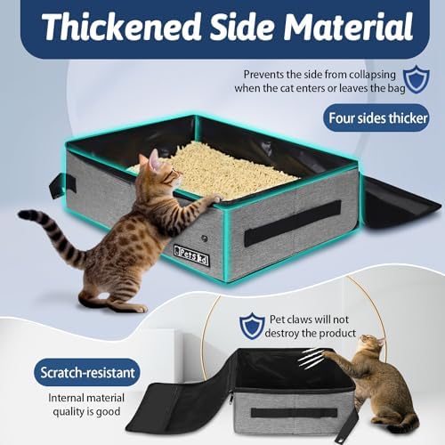 Petskd Portable Cat Travel Litter Box with Lid, Grey - Image 4