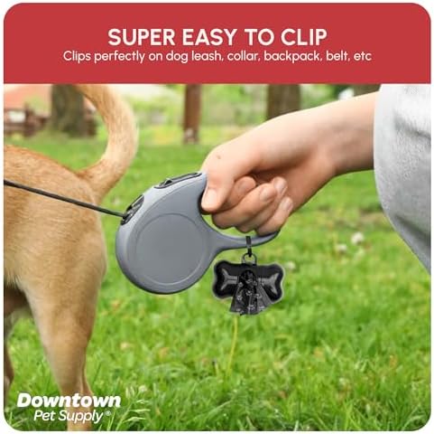 Downtown Pet Supply Poop Bags for Dogs with Dispenser, 180 Count - Leak-Proof Dog Waste Bags and Bone-Shaped Dog Poop Bags Holder for Leash - Black with Paw Prints, 12.5" x 8.5" - Image 4