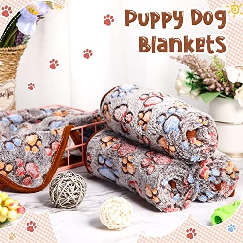 Tatuo 4 Pcs Fleece Dog Blankets for Puppy Cat, Black, 24 x 16 in, Paw - Image 6