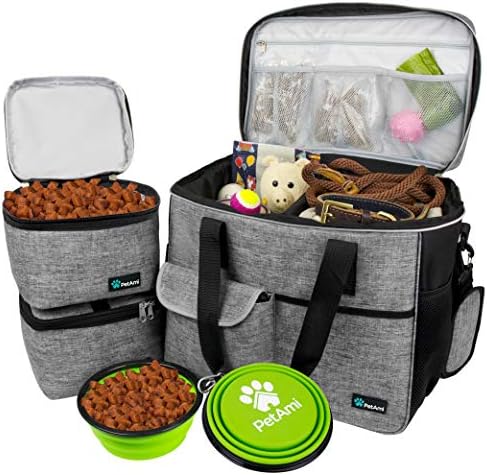 PetAmi Dog Travel Bag Organizer, Pet Supplies Tote Diaper Bag, Gray Large by PetAmi