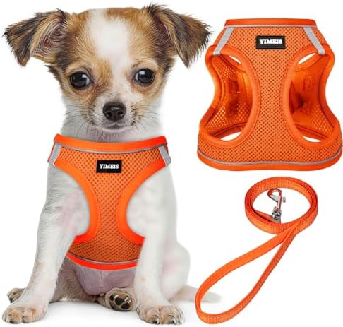 No Pull Dog Puppy Harness and Leash Set Reflective Mesh Vest XX-Small by YIMEIS