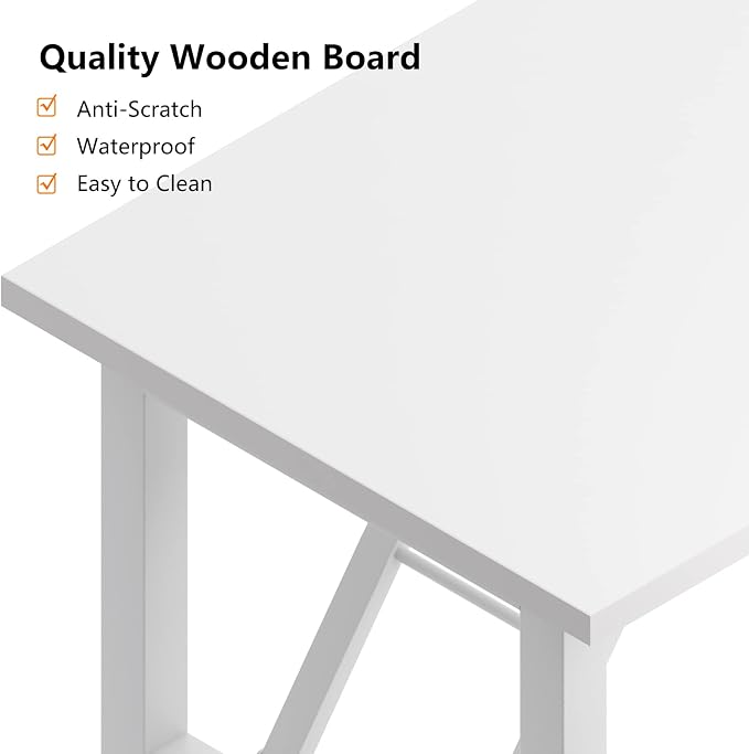 Need Home Office Desk - 62 Inches Large Computer Desk Sturdy Black Table Foldable Desk Gaming Computer Table No Assembly Required AC5DW(157.5 * 60) | White Frame Writing Gaming Work Table/Foldable Home Office Desk/Sewing Table, No Assembly Required - Image 7