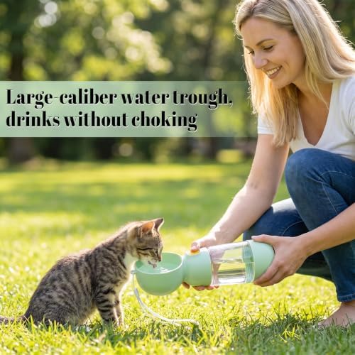 Portable Dog Water Bottle with Food Container 2 in 1(13.5oz Green) - Image 6