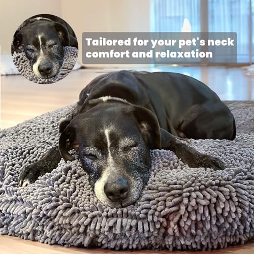 Muddy Mat®Cloud K-9 Bed for Dogs & Cats, Soft & Relaxing Round Dog Bed, Chenille Material, Removable Cover, Washable & Dryer Safe–Grey Medium(35'x35') - Image 5