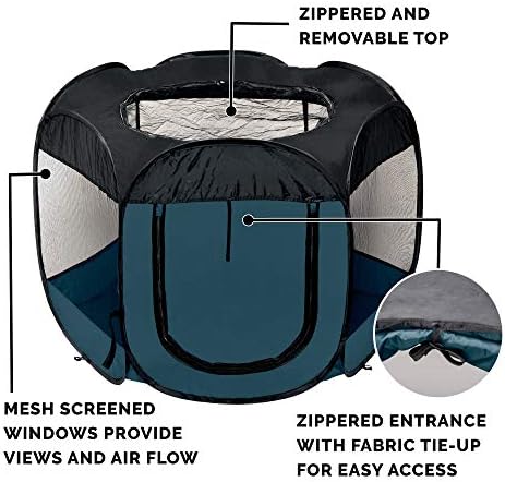 Furhaven Pop Up Playpen Pet Tent Playground - Sailor Blue, Medium - Image 4