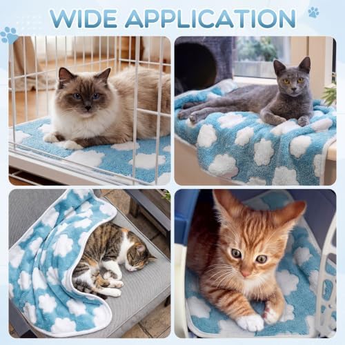 Tatuo 4 Pcs Fleece Dog Blankets for Puppy Cat, Sky Blue, 24 x 16 in, Cloud - Image 2