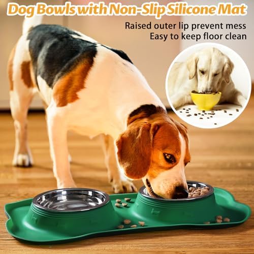 Hubulk Pet Dog Bowls 2 Stainless Steel Dog Bowl with No Spill Non-Skid Silicone Mat + Pet Food Scoop Water and Food Feeder Bowls for Feeding Small Medium Large Dogs Cats Puppies (Small, Hunter Green) - Image 6