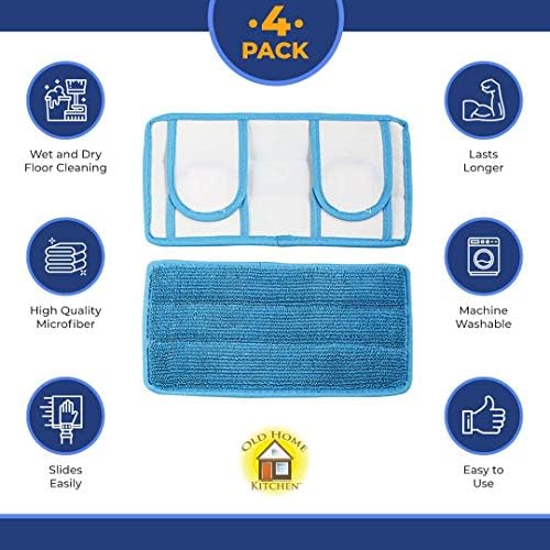 Microfiber Reusable Mop Pad | Durable Machine Washable Floor Cleaning Pads | Swiffer Compatible Dry Mop Pads (4 Pack) - Image 2
