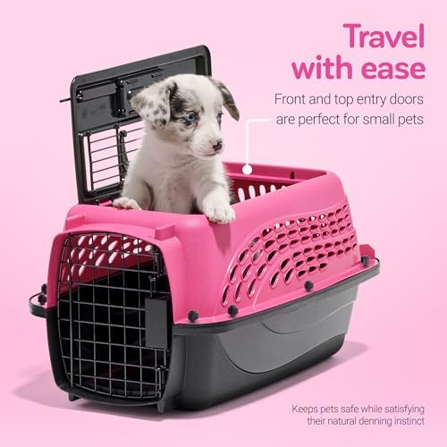 Petmate Two Door Plastic Pet Kennel, XS 19in, Pink, up to 10lbs - Image 3
