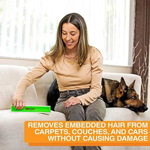 FurDozer Pet Hair Remover & Auto Detailing Tools - Cat & Dog Hair Remover for Carpets, Car Interiors, Couches, Bedding, & Pet Furniture (Green, X3 MEGA - 10" Long) - Image 3