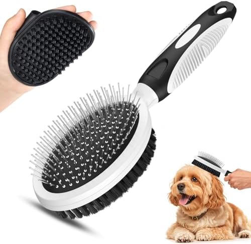 2PCS Pet Grooming Tools - Double-Sided Brush for Shedding and Bathing, Suitable for Short/Long Haired Dogs Cats and Horses, Deshedding Dog Brush, Mane & Tail Combs for Horses - Pet Supplies (White) by Unknown