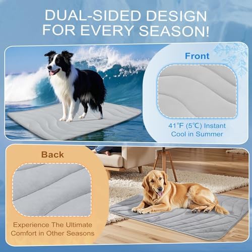 Cozyide Dog Cooling Mat, Q-Max>0.45, 40 L x 28" W, Light Grey - Image 3