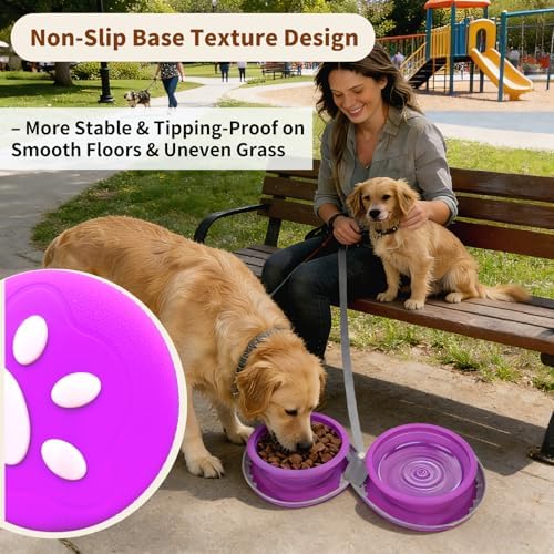 2-in-1 Collapsible Dog Travel Bowl Portable Silicone Carabiner - Image 4