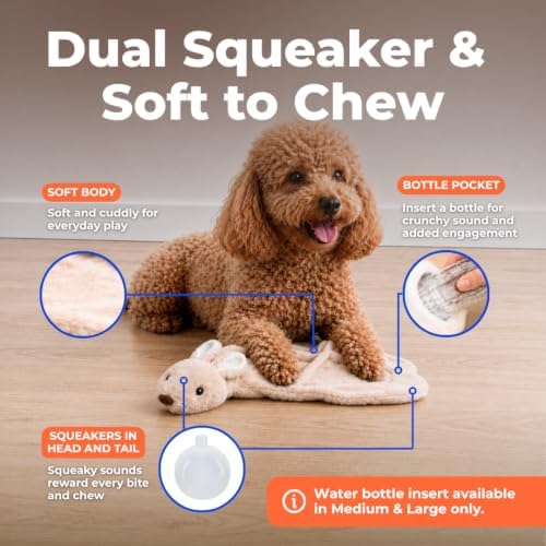 Best Pet Supplies 2-in-1 Stuffless Squeaky Dog Toy - Hare, Medium - Image 3