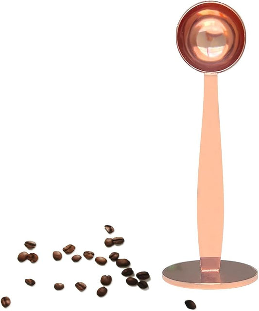 2-in-1 Coffee Scoops, 304 Stainless Steel Tablespoon Measure Spoon, with Pressed Bottom for Coffee Bean Press Coffee Grinding Pressing（Rose Gold15 ml） by zhuohai