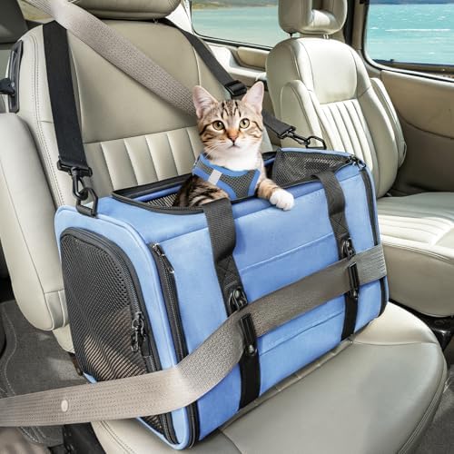 PETSFIT Cat Carrier Soft with Patented Safety Buckles, Safe for Car Travel by Petsfit