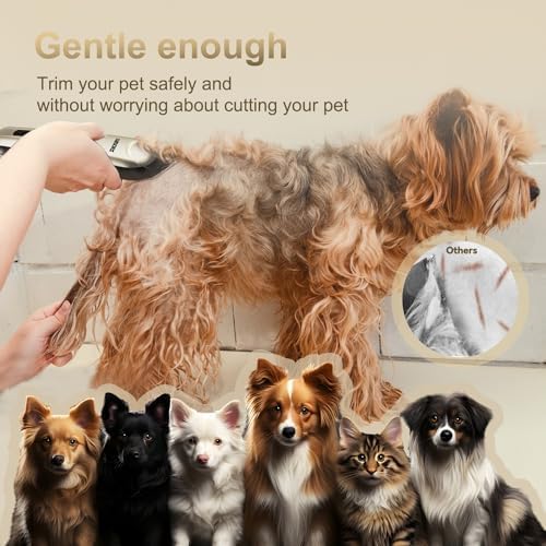Quiet Dog Grooming Kit - 2000mAh Dog Clippers for Grooming Dog Grooming Clippers for Heavy Thick Hair Coats Waterproof Rechargeable Cordless Clippers Safe and Easy to Clean Home Pet Grooming Gold - Image 6