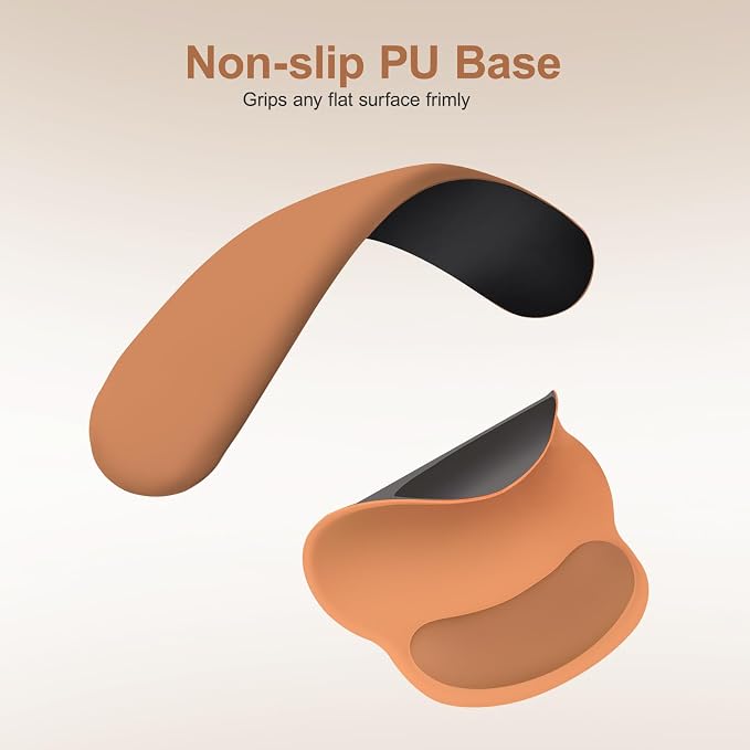 MOSISO Wrist Rest Support for Mouse Pad&Keyboard Set, Cosmic Orange | Circle Curved Ergonomic Mousepad Non-Slip Base Home/Office Pain Relief&Easy Typing Pad with Soft Cloth&Silicone Lining - Image 4