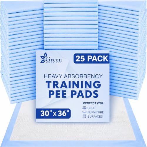 GREEN LIFESTYLE Underpads - Training Pet Pee Pads for Dogs, Cats - Pads for Adults, Seniors and Children - Ideal for Incontinence Protection (Pack of 25 - 30x36) by GreenLifeStyle