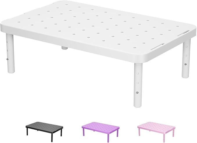 WALI Computer Monitor Stand for Desk, Adjustable Laptop Riser, Desk Monitor Stand Underneath Storage for Office, Home, School Supplies (PTT001-W), 1 Pack, White by WALI
