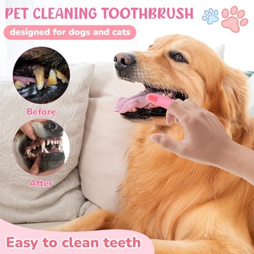 Dog Grooming Kit for Shedding – 8-Piece Pet Grooming Supplies with Deshedding Brush, Bath Gloves, Towels & Silicone Toothbrush | Ideal for Dogs, Cats, Small and Large Pets (Pink) - Image 5