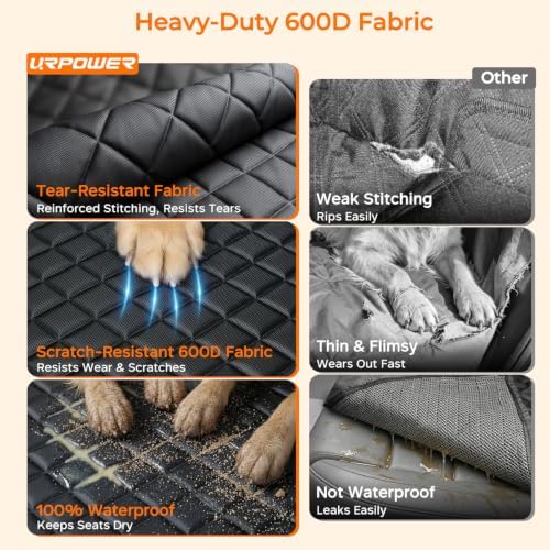 URPOWER Dog Car Seat Cover for Back Seat, 100% Waterproof Hammock for Car - Image 3
