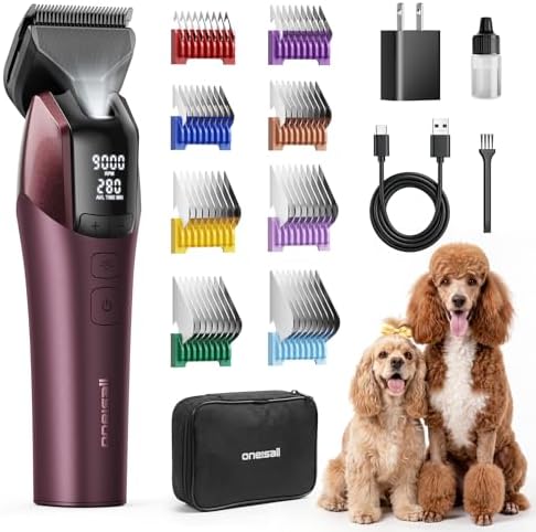 oneisall Professional Dog Clippers for Grooming Thick Hair, 9000RPM 5 Speed by oneisall
