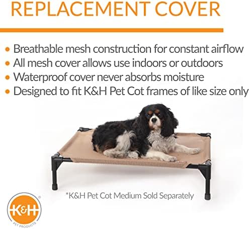 K&H Pet Products All Weather Pet Cot Replacement Cover Tan Medium 32 X 25 Inches - Image 3