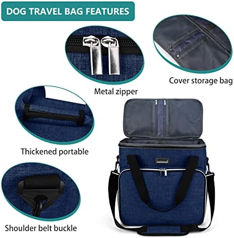 BAGLHER Dog Travel Bag, Pet Travel Bag (ALL Pet Travel Supplies), With 2 Pet Food Containers and 2 Collapsible Silicone Bowls; Essential Kits for Pet Travel Dark Blue - Image 4