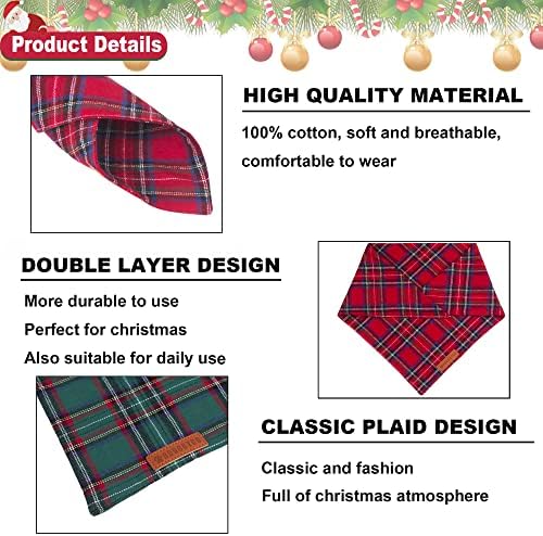 ADOGGYGO Christmas Dog Bandana 2 Pack, Stylish Plaid Pet Scarf, Premium Cotton Fabric, Multiple Sizes Offered, Christmas Bandanas for Large X-Large Dogs Pets (X-Large) - Image 5