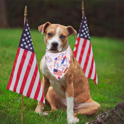 ADOGGYGO American Flag Dog Bandana, White Blue 4th of July Flag Pet Scarf, Premium Durable Fabric, Adjustable Fit 4th of July Bandanas for Medium Large Dogs Pets (Large) - Image 2
