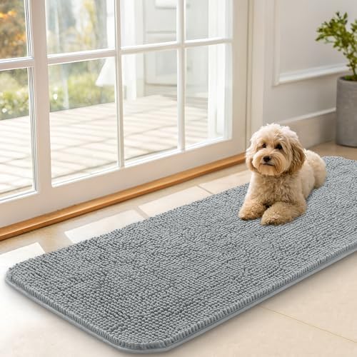 OLANLY Dog Door Mat for Muddy Paws 47x17, Super Absorbent Chenille Mud Mat by OLANLY