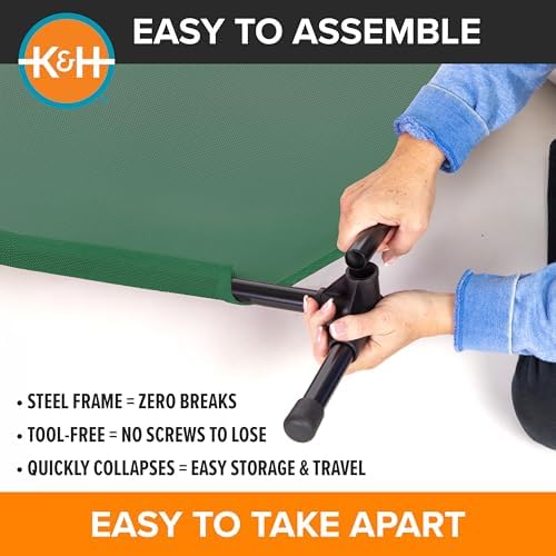 K&H Outdoor Elevated Dog Bed for Small & Medium Pets, Green, Medium 32x25in - Image 5
