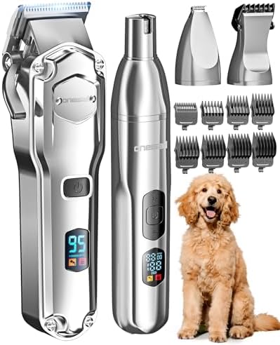 oneisall Dog Clippers for Grooming Thick/Matted Hair, 4-in-1 Grooming Kit by oneisall