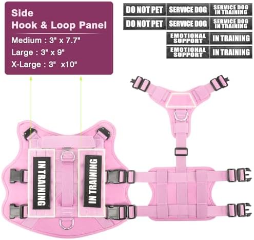 WINSEE Service Dog Vest Harness for Medium Dog, Tactical Working MOLLE Vest with 10 Pet Patches, No Pull Heavy Duty Harness for Training Walking - Image 6