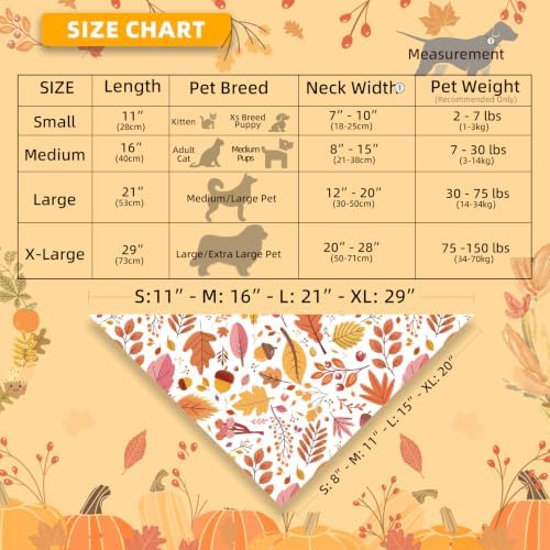 Fall Dog Bandana Colorful Autumn Leaf Theme, X-Large Pets 75-150lbs - Image 6