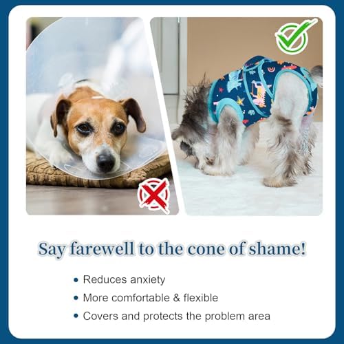 Dog Surgery Recovery Suit,Female Male Dog Onesie for Spay Neuter,Substitute E-Collar & Cone,Anti-Licking Breathable Onesie for Small Medium Large Dogs,New Dinosaur Pattern L - Image 5