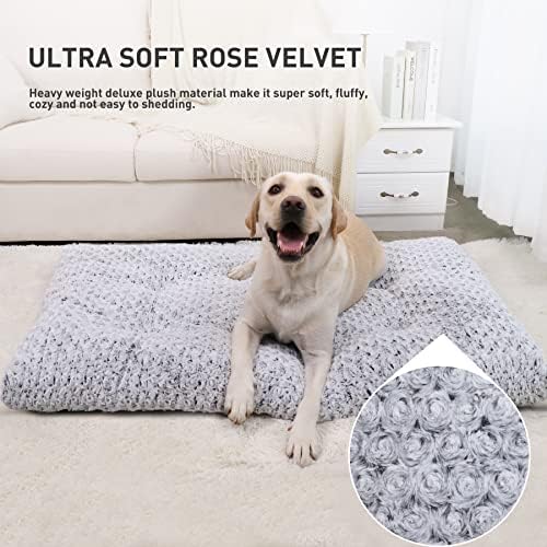 KSIIA Washable Dog Beds Large Sized Dog Crate Bed Plush Mat 41"x27" Gray - Image 2