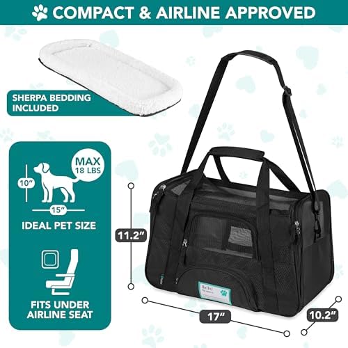 PetAmi Airline Approved Pet Carrier for Cats & Small Dogs, Small, Black - Image 2