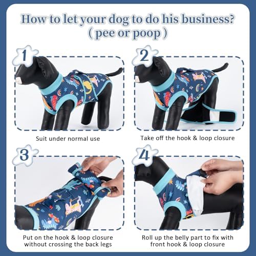 Dog Surgery Recovery Suit,Female Male Dog Onesie for Spay Neuter,Substitute E-Collar & Cone,Anti-Licking Breathable Onesie for Small Medium Large Dogs,New Dinosaur Pattern XL - Image 4